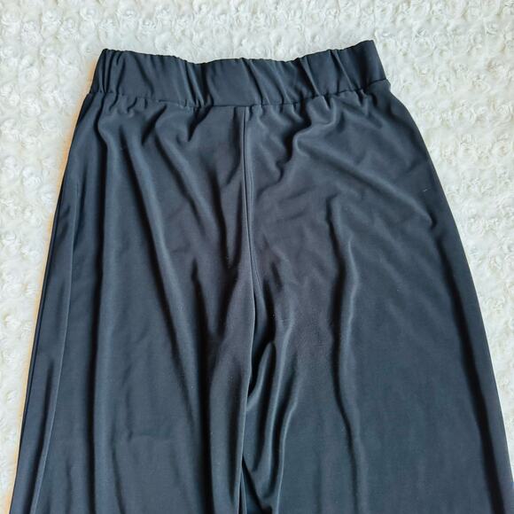 NY Collection Womens Black Cropped Wide Leg Pants Petite Medium Gauchos Palazzos - Picture 6 of 10